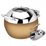 Eastern Tabletop 3935GS Crown 8 Qt. Stainless Steel Rectangular Induction / Traditional Chafer with Freedom Stand and Hinged Glass Dome Cover