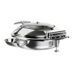 Acopa Voyage 6 Qt. Round Stainless Steel Induction Chafer with Glass Top and Soft-Close Lid