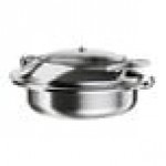 Acopa Voyage 6 Qt. Round Stainless Steel Induction Chafer with Glass Top and Soft-Close Lid