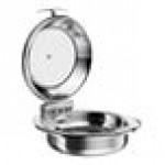 Acopa Voyage 6 Qt. Round Stainless Steel Induction Chafer with Glass Top and Soft-Close Lid