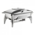 Acopa Voyage 6 Qt. Round Stainless Steel Induction Chafer with Glass Top and Soft-Close Lid