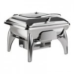 Acopa Voyage 6 Qt. Round Stainless Steel Induction Chafer with Glass Top and Soft-Close Lid