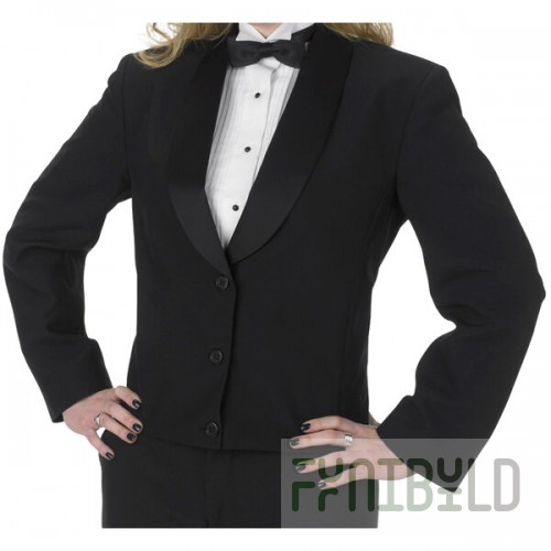 Henry Segal Women's Customizable Black Satin Shawl Lapel Eton Jacket - 10