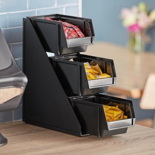 Vollrath 4842-06 Traex® Black Self-Serve Condiment Bin Stand Set with 3-Tier Stand and 8
