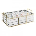 Cal-Mil Empire White / Gold Metal Jar Display with 6 Glass Jars - 12 1/2