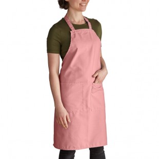 Intedge Mauve Adjustable Poly-Cotton Bib Apron with 2 Pockets - 32 Intedge Mauve Adjustable Poly-Cotton Bib Apron with 2 Pockets - 32