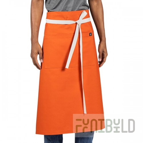 Uncommon Chef 3119 Orange Customizable 100% Cotton Canvas Marvel Bistro Apron with Natural Webbing and 1 Pocket - 33