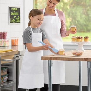 Uncommon Chef 3007 White Customizable Youth Bib Apron with 2 Pockets - 25