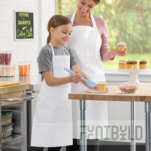 Uncommon Chef 3007 White Customizable Youth Bib Apron with 2 Pockets - 25