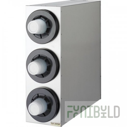 San Jamar C2853 Sentry Stainless Steel 3-Slot Vertical 8 - 44 oz. Countertop Cup Dispenser Cabinet