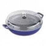Staub 3.5 Qt. Dark Blue Enameled Cast Iron Brazier with Glass Lid 1003543 Staub 3.5 Qt. Dark Blue Enameled Cast Iron Brazier with Glass Lid 1003543