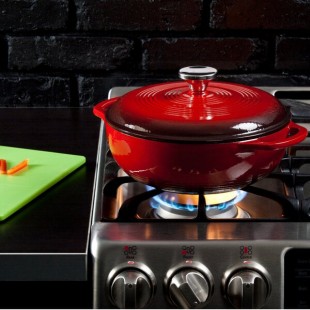 Lodge EC3D43 3 Qt. Island Spice Red Enameled Cast Iron Dutch Oven Lodge EC3D43 3 Qt. Island Spice Red Enameled Cast Iron Dutch Oven