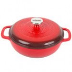 Lodge EC3D43 3 Qt. Island Spice Red Enameled Cast Iron Dutch Oven