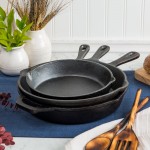 Valor 3-Piece Pre-Seasoned Cast Iron Skillet Set - Includes 8 Valor 3-Piece Pre-Seasoned Cast Iron Skillet Set - Includes 8