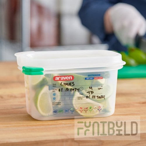 Araven 03021 1/9 Size Translucent Polypropylene Food Pan with Airtight Lid - 4