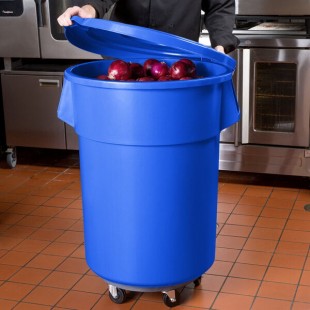 55 Gallon / 880 Cup Blue Mobile Ingredient Storage Bin with Lid