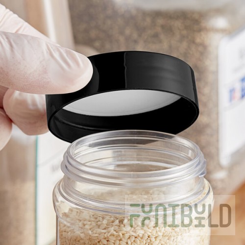63/485 Black Polypropylene Spice Cap with Foam Liner - 100/Pack