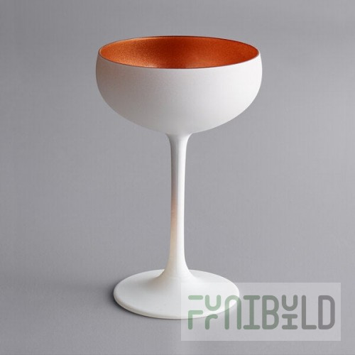 Stolzle Glisten from Global Tableware Collective 8 oz. Matte White/Copper Coupe Glass - 6/Case