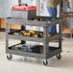 Lavex Large Black 3-Shelf Utility Cart - 40 3/4