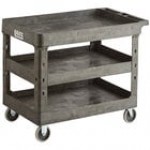 Lavex Large Black 3-Shelf Utility Cart - 40 3/4