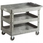 Lavex Large Black 3-Shelf Utility Cart - 40 3/4