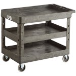 Lavex Large Black 3-Shelf Utility Cart - 40 3/4
