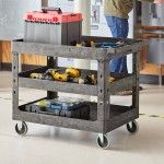 Lavex Large Black 3-Shelf Utility Cart - 40 3/4
