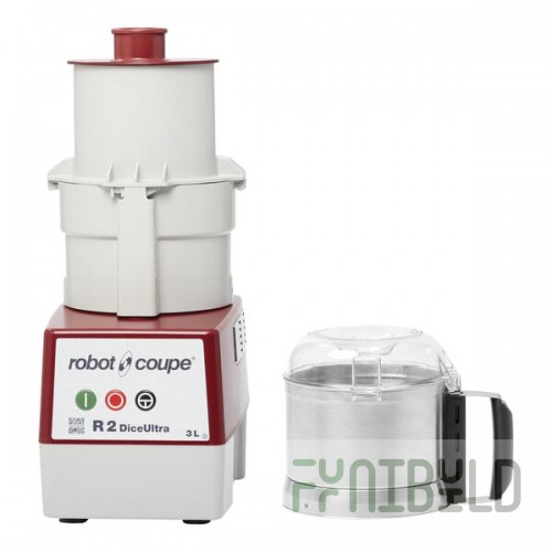 Robot Coupe R2U DICE Combination Food Processor with 3 Qt. / 3 Liter Stainless Steel Bowl, Continuous Feed & 4 Discs - 2 hp