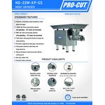 ProCut KG-22-W-XP-SS #22 Stainless Steel Electric Meat Grinder with Safe Guard - 220V, 2 hp