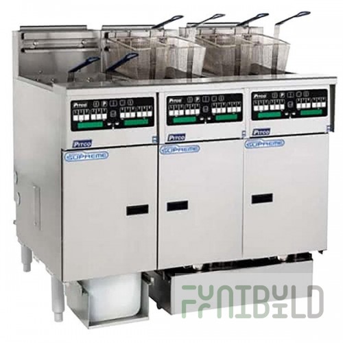 Pitco® SSHLV14C-3/FDA Solstice Supreme Liquid Propane 96 lb. Reduced Oil Volume / High Output 3 Unit Fryer System with Intellifry Computer Controls and Automatic Top Off - 225,000 BTU