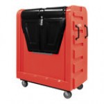 Royal Basket Trucks 48 Cu. Ft. Green Security Poly Truck with Steel Base and 2 Rigid / 2 Swivel Casters R48-GNX-BSC-6UNN