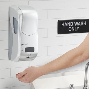 San Jamar SHF970SS Summit Rely Silver Hybrid Automatic Foam Hand Soap and Sanitizer Dispenser - 5 1/2 San Jamar SHF970SS Summit Rely Silver Hybrid Automatic Foam Hand Soap and Sanitizer Dispenser - 5 1/2