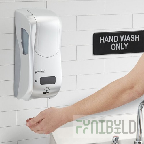 San Jamar SHF970SS Summit Rely Silver Hybrid Automatic Foam Hand Soap and Sanitizer Dispenser - 5 1/2