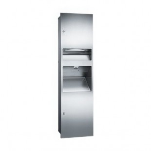 American Specialties, Inc. Simplicity 10-64672-1 Recessed Paper Towel Dispenser with Automatic High-Speed Hand Dryer and Waste Receptacle - 110/120V American Specialties, Inc. Simplicity 10-64672-1 Recessed Paper Towel Dispenser with Automatic High-Speed Hand Dryer and Waste Receptacle - 110/120V