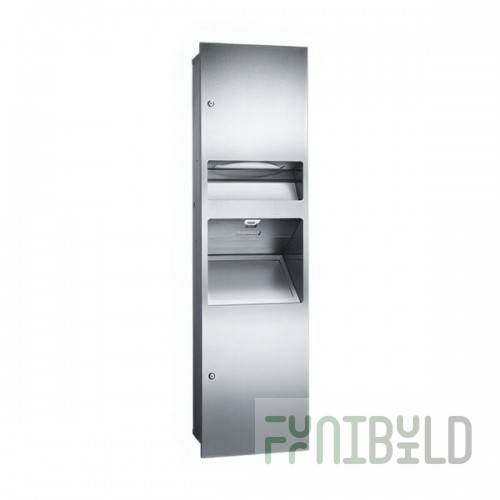 American Specialties, Inc. Simplicity 10-64672-1 Recessed Paper Towel Dispenser with Automatic High-Speed Hand Dryer and Waste Receptacle - 110/120V