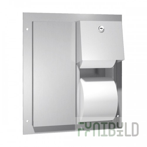 American Specialties, Inc. 10-0032 Stainless Steel Partition-Mounted Dual Access Twin Hide-A-Roll Toilet Tissue Dispenser