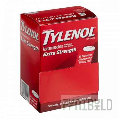 Tylenol® 40900 Extra Strength Acetaminophen Tablets - 100/Box