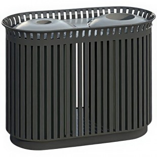 Wausau Tile MF3261 72 Gallon Double Flat Steel Outdoor Trash Can with Two Aluminum Lids Wausau Tile MF3261 72 Gallon Double Flat Steel Outdoor Trash Can with Two Aluminum Lids