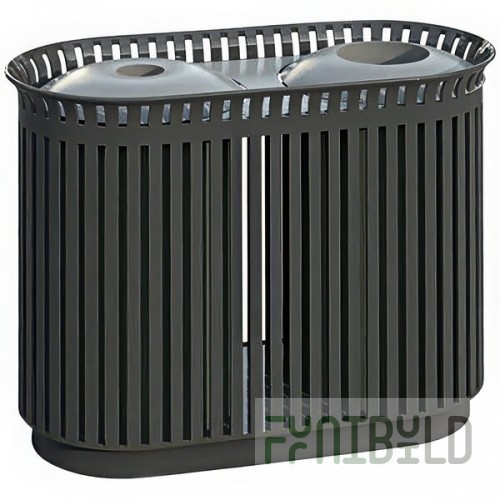 Wausau Tile MF3261 72 Gallon Double Flat Steel Outdoor Trash Can with Two Aluminum Lids