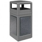 Commercial Zone 720445K StoneTec 42 Gallon Square Gray Decorative Trash Can with Riverstone Panels and Dome Lid Commercial Zone 720445K StoneTec 42 Gallon Square Gray Decorative Trash Can with Riverstone Panels and Dome Lid