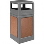 Commercial Zone 720445K StoneTec 42 Gallon Square Gray Decorative Trash Can with Riverstone Panels and Dome Lid Commercial Zone 720445K StoneTec 42 Gallon Square Gray Decorative Trash Can with Riverstone Panels and Dome Lid