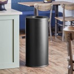 Lancaster Table & Seating 15 Gallon Black Powder-Coated Metal Round Decorative Trash Can Lancaster Table & Seating 15 Gallon Black Powder-Coated Metal Round Decorative Trash Can