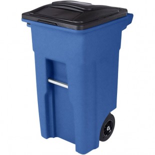 Toter ANA32-00BLU 32 Gallon Blue Rotational Molded Wheeled Rectangular Trash Can with Lid Toter ANA32-00BLU 32 Gallon Blue Rotational Molded Wheeled Rectangular Trash Can with Lid