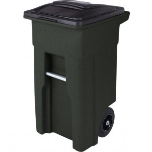 Toter ANA32-55410 32 Gallon Greenstone Rotational Molded Wheeled Rectangular Trash Can with Lid Toter ANA32-55410 32 Gallon Greenstone Rotational Molded Wheeled Rectangular Trash Can with Lid