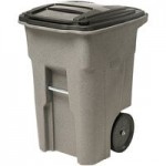 Toter ANA32-55410 32 Gallon Greenstone Rotational Molded Wheeled Rectangular Trash Can with Lid