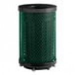 Lancaster Table & Seating 36 Gallon Heavy-Duty Round Green Expanded Steel Outdoor Trash Can with Flat Lid Lancaster Table & Seating 36 Gallon Heavy-Duty Round Green Expanded Steel Outdoor Trash Can with Flat Lid