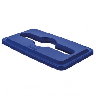 Suncast TCNLID03BLD Blue Slim Rectangular Recycling Can Lid with Mixed Recycling Slot Suncast TCNLID03BLD Blue Slim Rectangular Recycling Can Lid with Mixed Recycling Slot