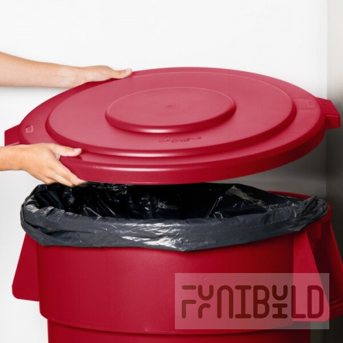 Carlisle 84105605 Bronco 55 Gallon Red Flat Round Trash Can Lid