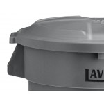 Lavex 32 Gallon Gray Round Commercial Trash Can with Lid and Dolly