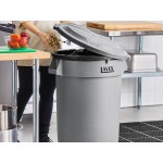Lavex 32 Gallon Gray Round Commercial Trash Can with Lid and Dolly